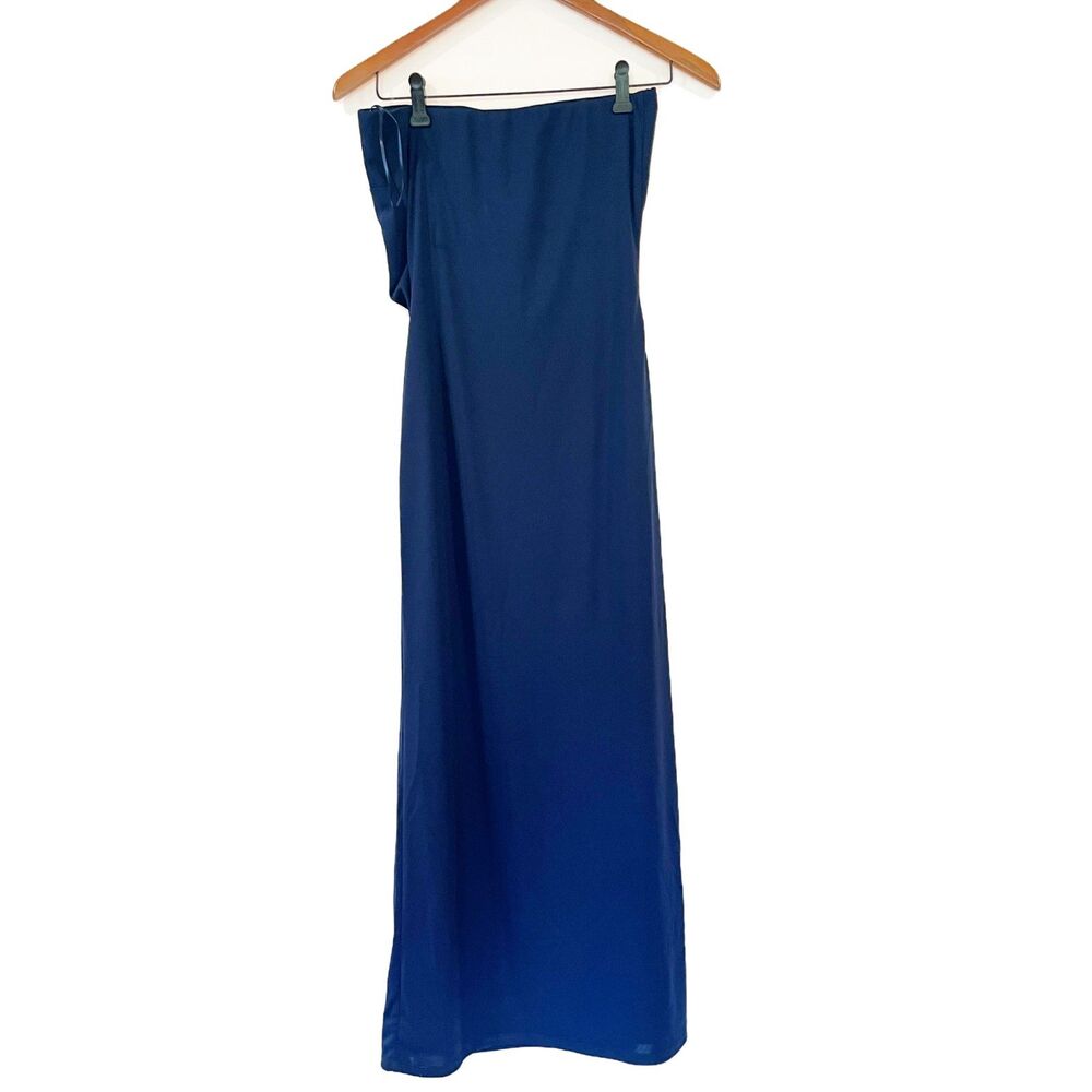 WAYF Blue Strapless Maxi Dress Small Night Out Side Gathers Lined Prom Formal - Picture 5 of 8